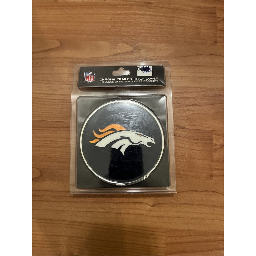 Denver Broncos Chrome Trailer Hitch Cover NFL Includes Universal Insert Backets